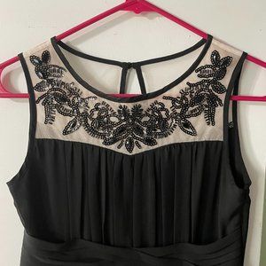 Speechless Formal Long Black Dress with White Mesh Fabric and Black Sequins
